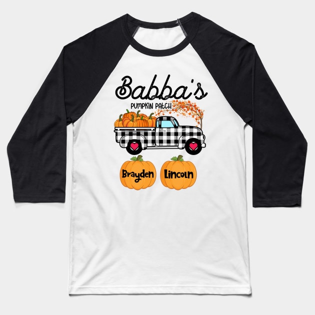 Babba's Pumpkin Patch Truck Art, Happy Halloween Shirt, Fall Shirt, Grandpa Birthday Gift, Personalized Baseball T-Shirt by Merricksukie3167
